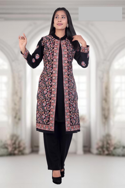 3 PCS Srug type Woolen embroidery kurti Outer,inner,pant 128