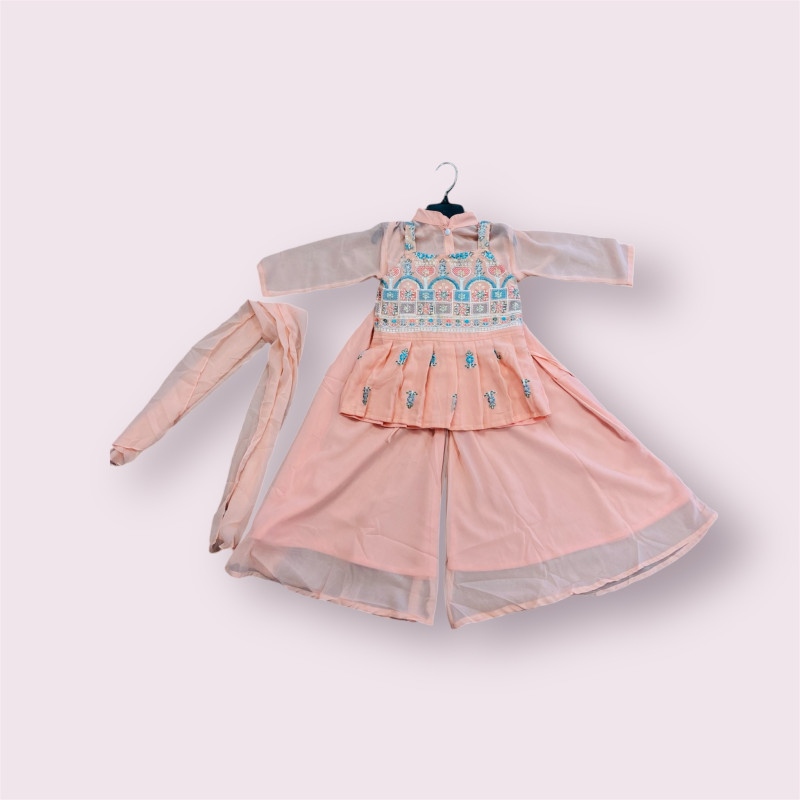 Girls sharara kurti sets peach color 087