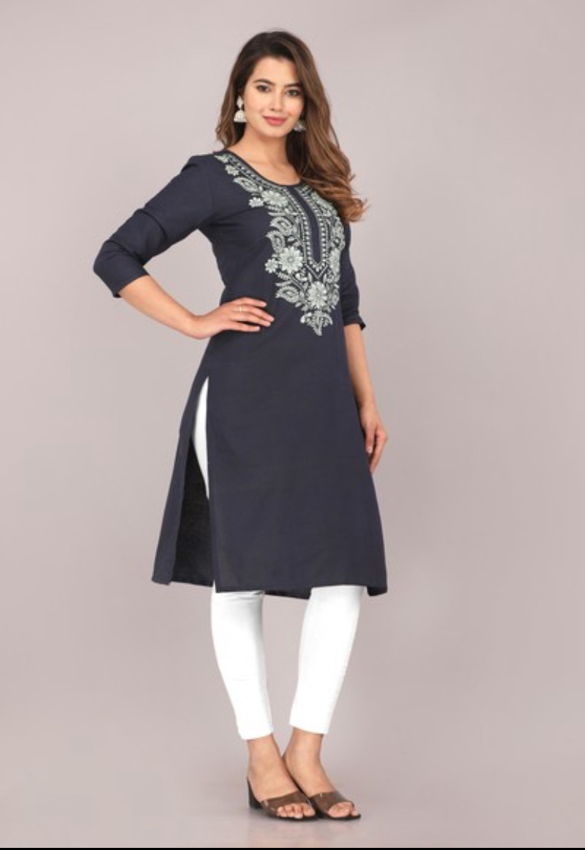Riddhi - Lurex Straight Embroidered Kurti 138