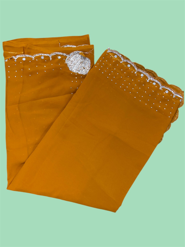 Hand work stone work saree with unstitched blouse pieces 5.5 meters long. 170