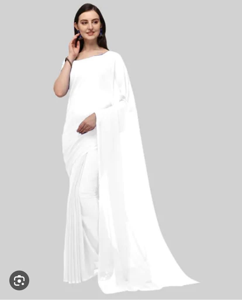 Georgette white saree