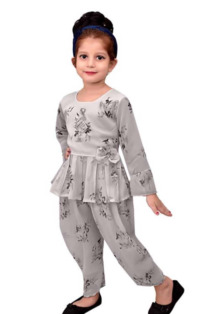 Shiffon Printed Top and Bottom Set For Girls 174