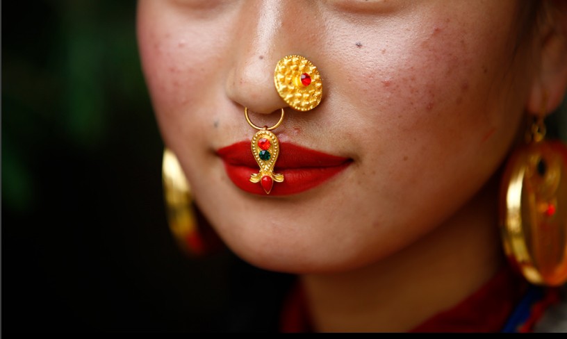 Nepali traditional nose pin. Gold plated