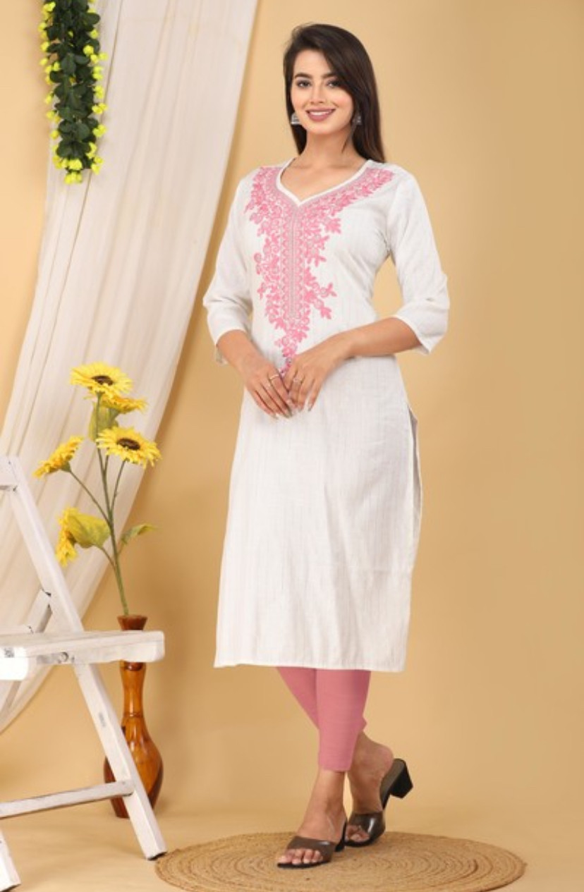 Riddhi - Lurex Straight Embroidered Kurti 137