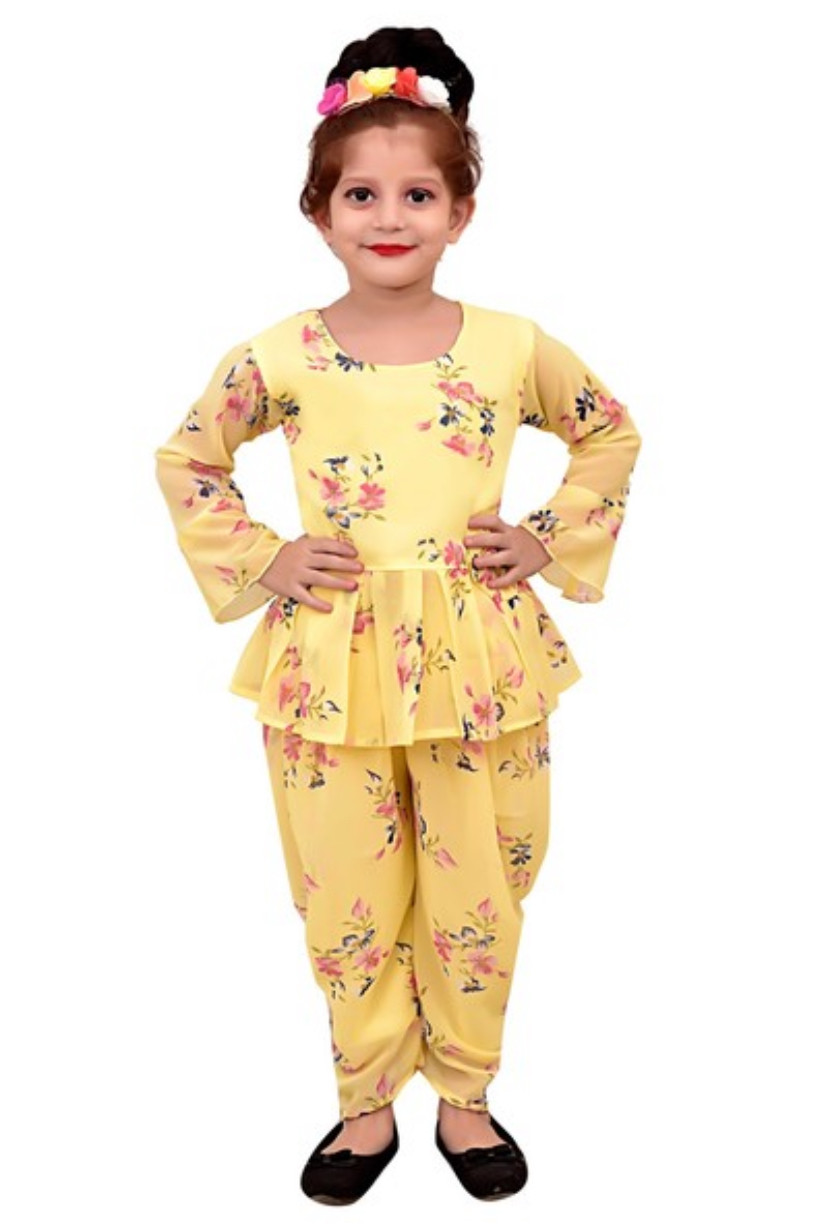 Shiffon Printed Top and Bottom Set For Girls 173