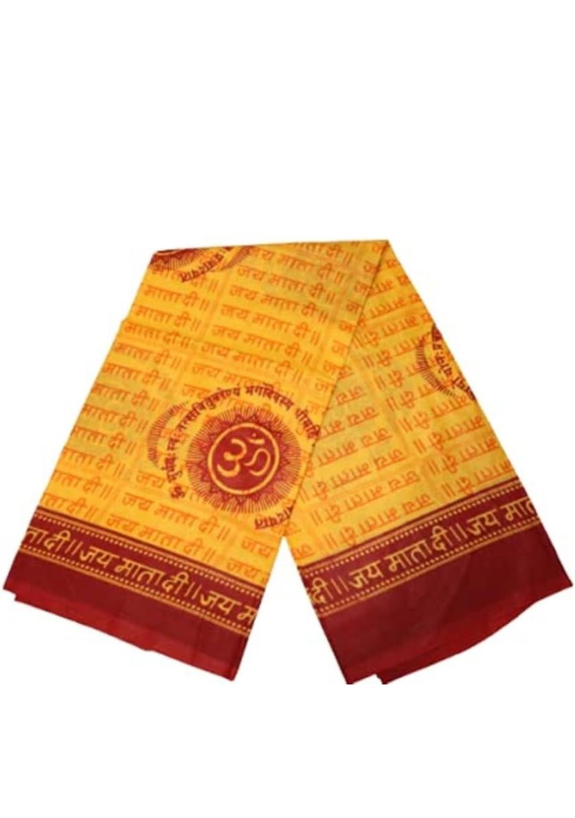 Pure Cotton Printed Puja Gamcha Stoll for Devotees Radhe Radhe Printed Traditional Puja mix design