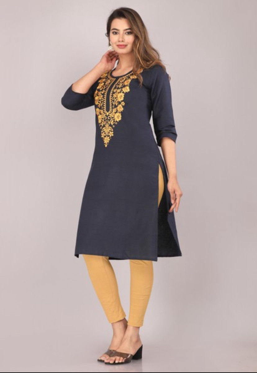 Riddhi - Lurex Straight Embroidered Kurti 140